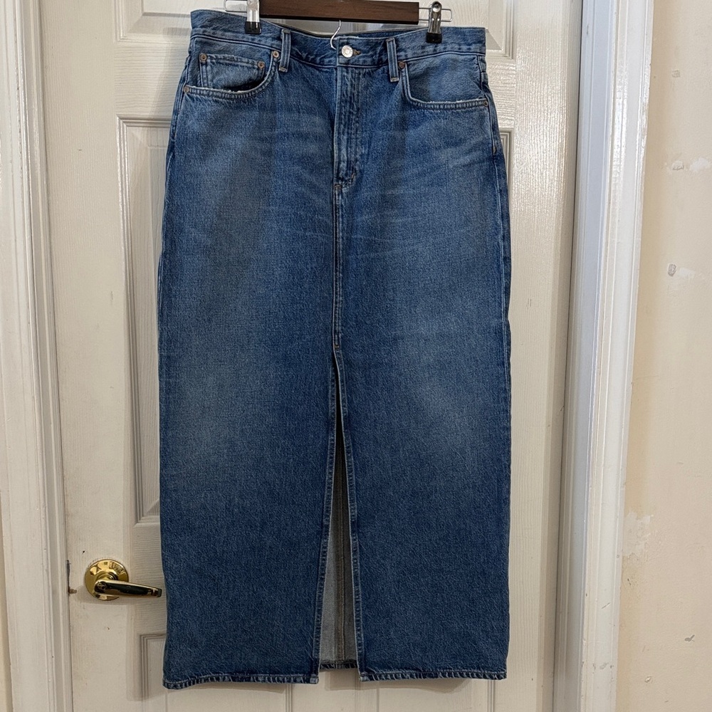 Agolde Blue Denim Maxi Skirt Sz 29